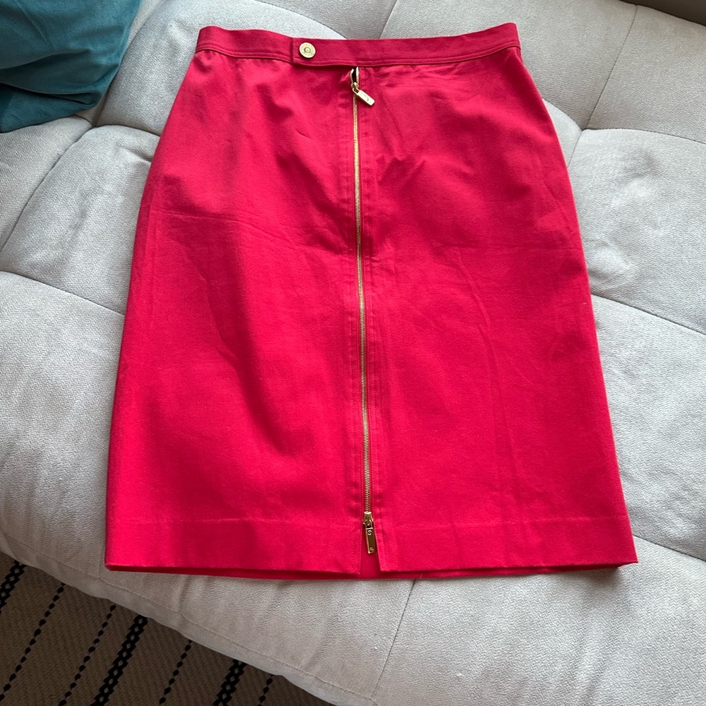 Ralph Lauren Red pencil skirt gold zipper